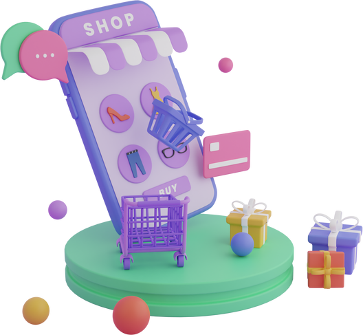 Online shopping 3D Illustration