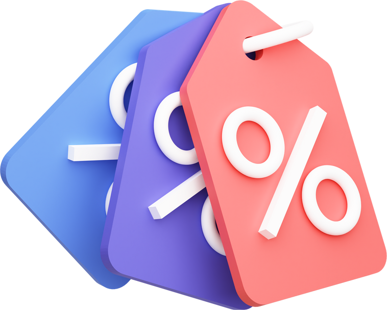 3D Discount Coupons Illustration